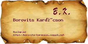 Borovits Karácson névjegykártya